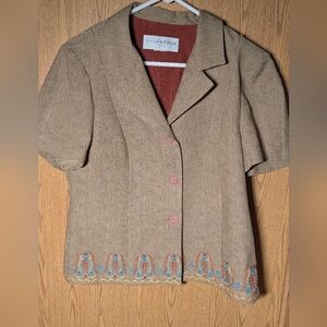 Sag Harbor Beige Embroidered Blazer